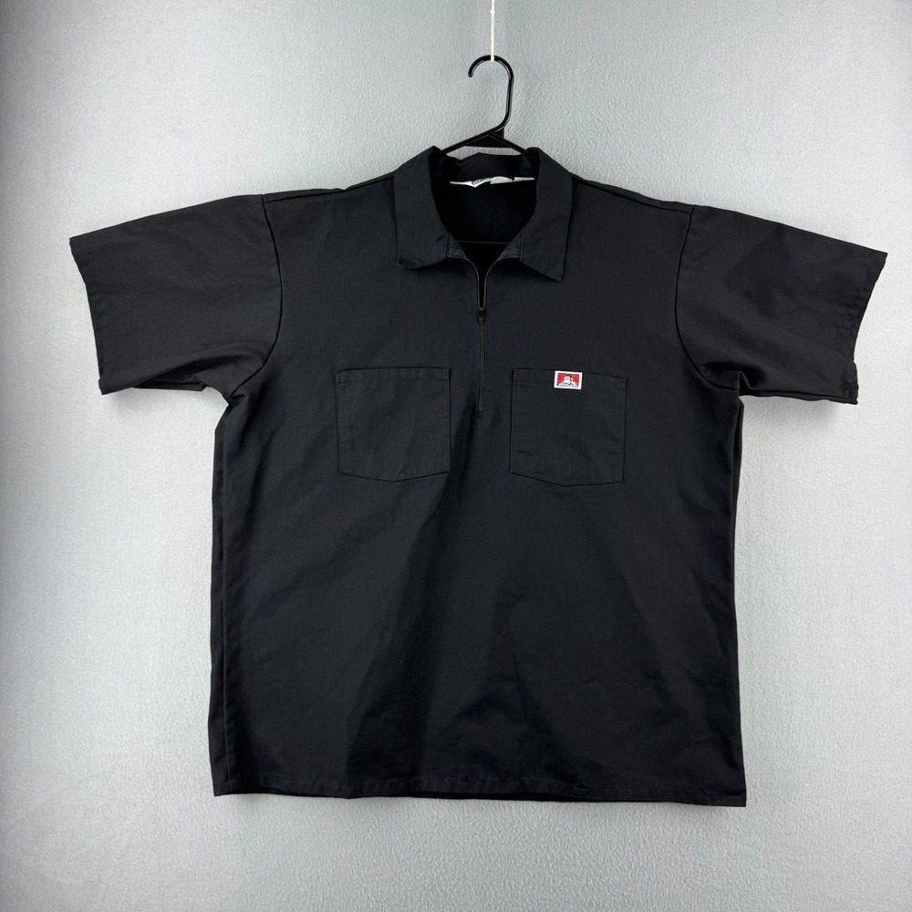 Vintage Ben Davis Shirt Mens 2XL 1/2 Zip Workwear  Mechanic 90s Made in USA